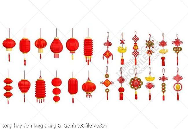 tong hop den long trang tri tranh tet file vector